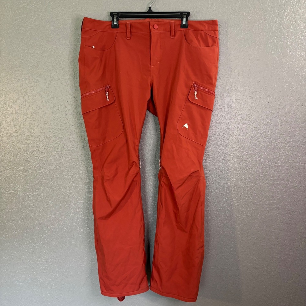 Burton Living Lining Snowboard Pants Mens XL Orange Cargo Ski Snow Trousers
